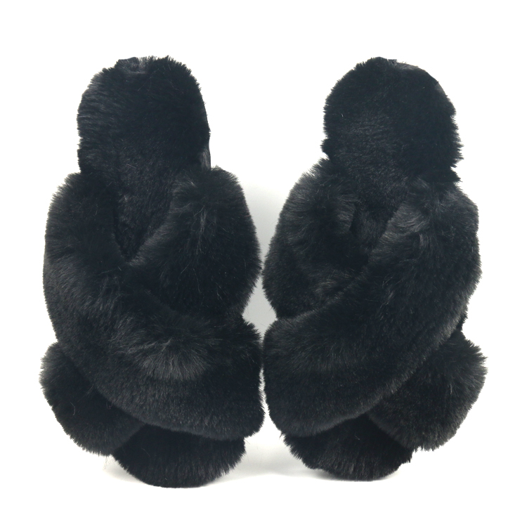 Custom Winter Warm Fuzzy Indoor Outdoor Home Fur Slides Faux Sheepskin Slippers for Women