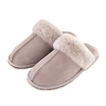 Customized Warm Cow Suede Leather Flat Indoor Outdoor Winter Fluffy Sheepskin Slippers for Women 