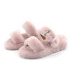 2021 Summer New Popular Ladies Indoor Open Toe Real Sheepskin Pink Fluffy Two Strap Slippers