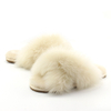 Fashion Fluffy Fur Slides Fuzzy Cross Band Soft Sheepskin Shearling Fur Ladies Slippers 2021