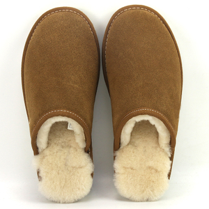 Custom Classic Winter Warm Indoor Australian Merino Shearling Lined Scuff Sheepskin Slippers for Men