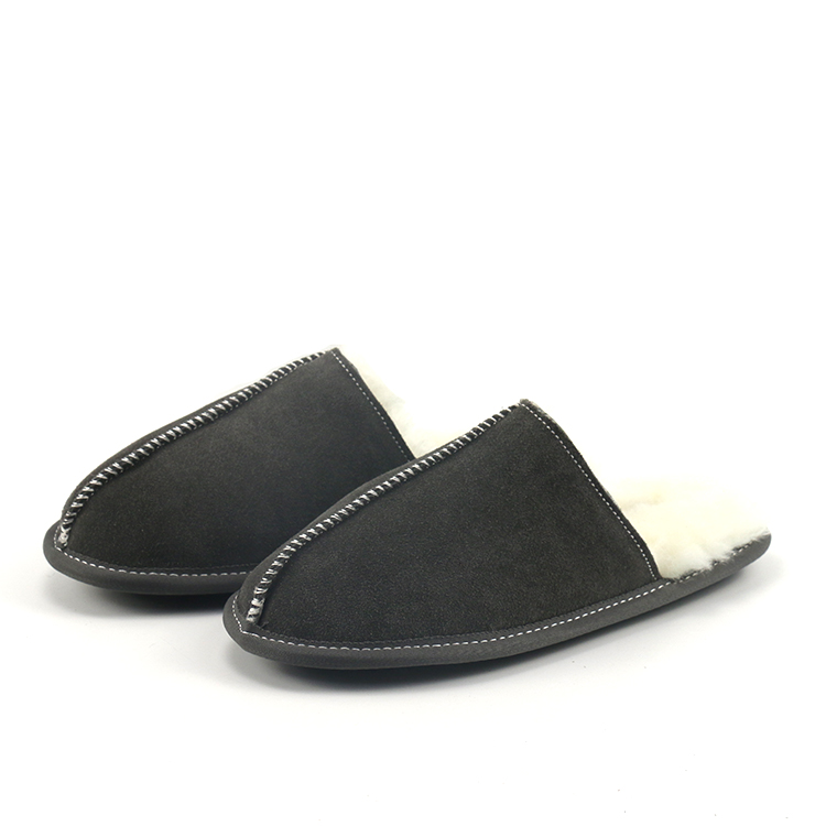 Custom Winter Super Warm Shearling Indoor Outdoor Cow Suede Genuine Australian House Men's Sheepskin Fur Slippers