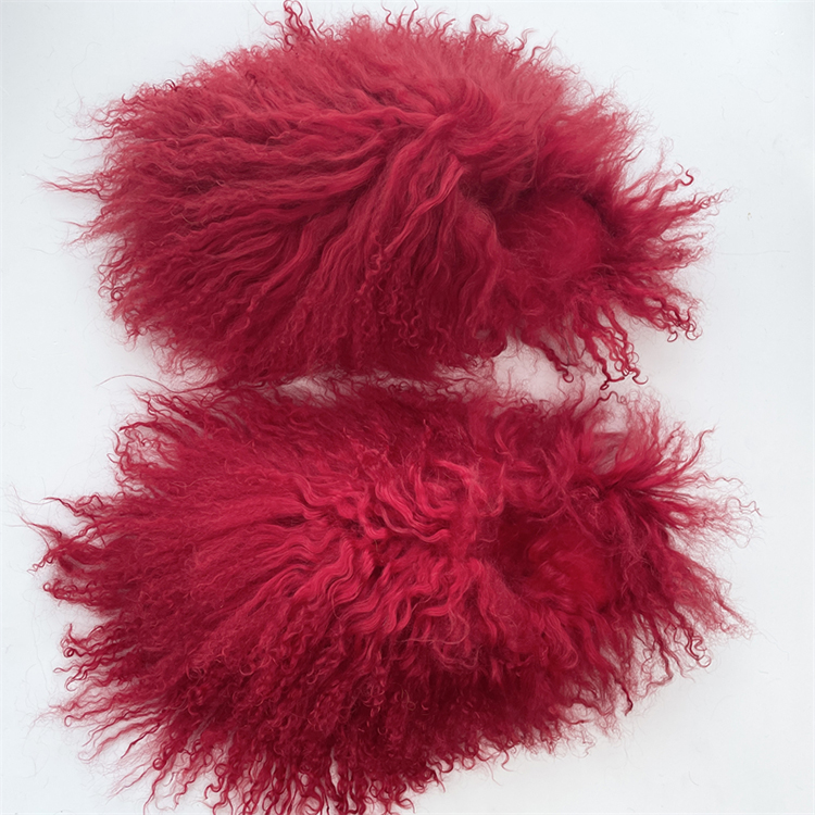 Women Fashion Fur Shoes Luxury Outdoor Shearling Big Mongolian Fur Slides Real Wool Slippers