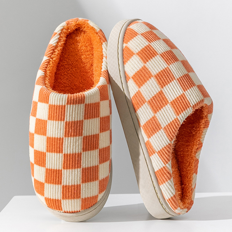 Wholesale Factory Price Ladies Soft Cozy Checkerboard Type Indoor Slippers For Women
