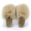 Custom Long Real Fur Closed Toe Big Sheepskin Fur Slippers