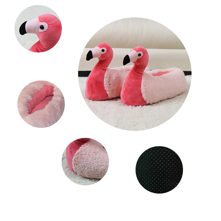 Lovely Winter Warm Soft One Size House Home Plush Animal Cute Flamingo Slippers