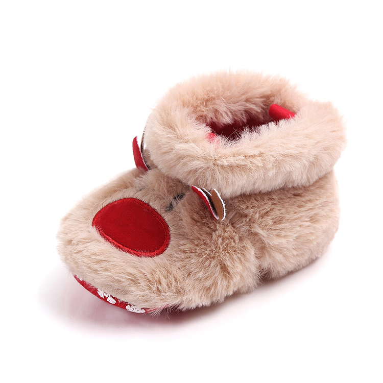 Cute Winter Warm Christmas Elk Decoration Baby Shoes Slippers