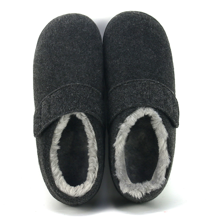 Custom Soft Furry Fashon Fur Outdoor Adjustable Diabetic Arch Support Felt Slippers