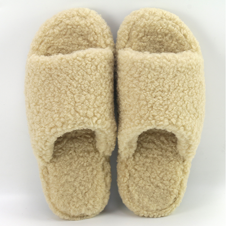 New Arrival Comfortable Memory Foam Winter Open Toe Faux Shearling Indoor Lamb Fur Slides Sandals Slippers for Women