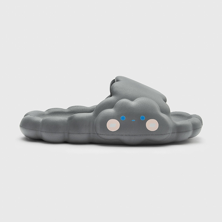 Summer One Strap Cute Smiley Face Cloud Cushion Slides For Women