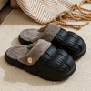 Wholesale Women Fashion Closed Toe Waterproof Removable Fur Inner Home Warm Cotton Puff Slides Slippers