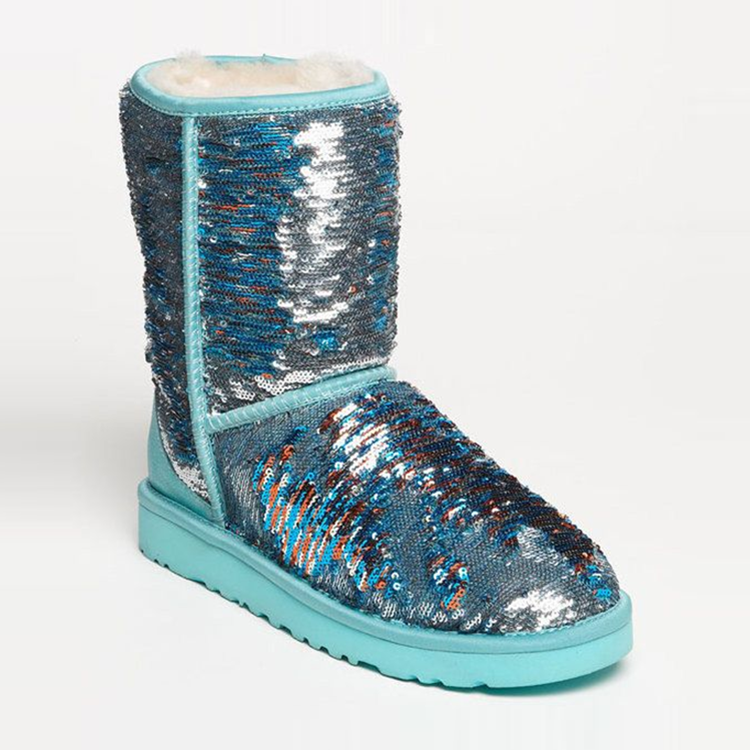 Custom Women Fashion Winter Warm Outdoor Bling Bling Classic Glitter Sequin Sparkle Snow Boots