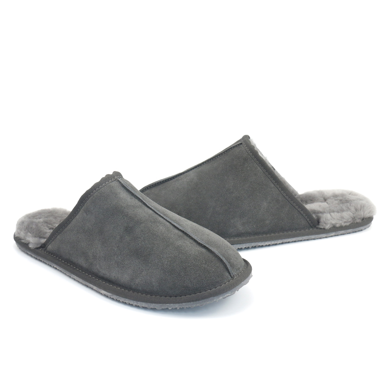 Custom Men Soft Thick Fur Leather Shearling Slippers