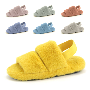 Custom Soft Indoor Outdoor Fluffy Imitated Mink Fur Slippers For Ladies