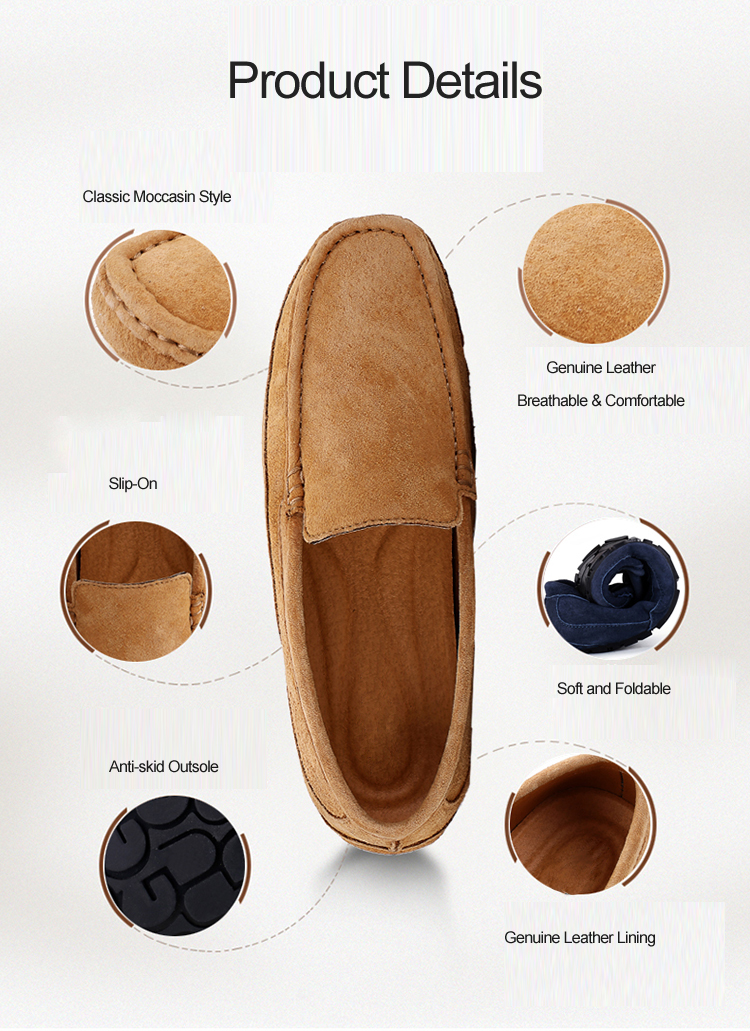 Classic Casual Genuine Leather Upper Slip On Driving Moccasins Penny Loafers Flat Boat Driving Shoes Men 