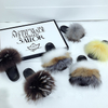 Custom Women's Flat Warm Sandals Fluffy Open Toe Faux Fox Fur Slides Slippers Soft Cozy Indoor Outdoor Slip on Shoes