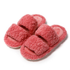 Custom Comfy Fluffy Fuzzy Double Strap Fashion Lamb Fur Slides Slippers for Women